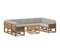 vidaXL Ensemble de canapés d'extérieur 10 pcs Naturel et Gris Clair