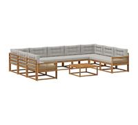 vidaXL Ensemble de canapés d'extérieur 10 pcs Naturel et Gris Clair