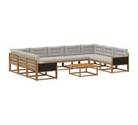 vidaXL Ensemble de canapés d'extérieur 10 pcs Naturel et Gris Clair