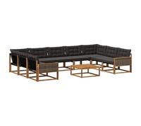 vidaXL Ensemble de canapés d'extérieur 10 pcs Naturel et Noir, Canapé d'extérieur, Meuble sectionnel Moderne pour Jardin, siège résistant pour Un Coin détente