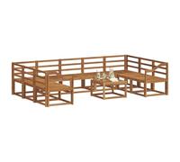 vidaXL Ensemble de canapés d'extérieur 10 pcs Naturel, Set de canapé de Jardin, canapé d'extérieur en Acacia Moderne, sectionnel réconfigurable, mobilier de Patio Durable pour Salon en arrière-Cour