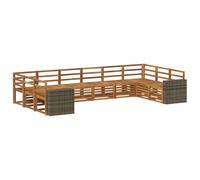 vidaXL Ensemble de canapés d'extérieur 10 pcs Naturel, Set de Salon de Jardin, canapé d'extérieur Moderne, sièges Confortables, mobilier Durable pour terrasse