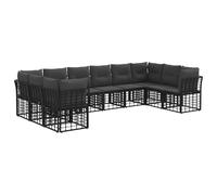 vidaXL Ensemble de canapés d'extérieur 10 pcs Noir et Gris foncé, Canapé d'extérieur modulable, Ensemble de Jardin avec Coussins, résistant aux intempéries, pour Un Coin détente