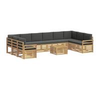 vidaXL Ensemble de canapés d'extérieur 11 pcs Blanc et Anthracite, Canapé de Jardin, mobilier Moderne, Salon extérieur, Durable, sièges pour terrasse, Ensemble de détente