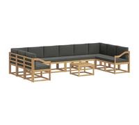 vidaXL Ensemble de canapés d'extérieur 11 pcs Blanc et Anthracite, Sofa en Bois d'acacia, sectionnel Moderne, résistant aux intempéries, mobilier Patio pour se détendre
