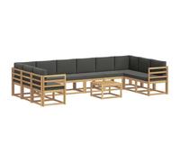vidaXL Ensemble de canapés d'extérieur 11 pcs Blanc et Anthracite, Sofa en Bois d'acacia, sectionnel Moderne, résistant aux intempéries, mobilier Patio pour se détendre