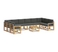 vidaXL Ensemble de canapés d'extérieur 11 pcs Blanc et Anthracite, Sofa en Bois d'acacia, sectionnel Moderne, résistant aux intempéries, mobilier Patio pour se détendre