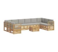 vidaXL Ensemble de canapés d'extérieur 11 pcs Blanc et Gris Clair, Canapé de Jardin, mobilier Moderne, Salon extérieur, Durable, sièges pour terrasse, Ensemble de détente