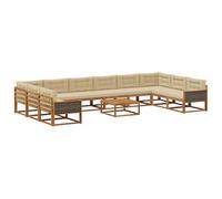 vidaXL Ensemble de canapés d'extérieur 11 pcs Naturel et Beige