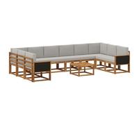 vidaXL Ensemble de canapés d'extérieur 11 pcs Naturel et Gris Clair