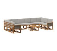 vidaXL Ensemble de canapés d'extérieur 11 pcs Naturel et Gris Clair