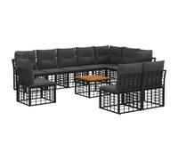 vidaXL Ensemble de canapés d'extérieur 11 pcs Noir et Gris foncé, Canapé d'extérieur élégant, en rotin synthétique, mobilier résistant aux intempéries, Parfait pour se détendre Dehors