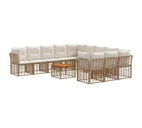 vidaXL Ensemble de canapés d'extérieur 12 pcs Blanc Naturel et Crème, Canapé d'extérieur Moderne, résistant aux intempéries, Meubles de Jardin modulables, Coussins réglables