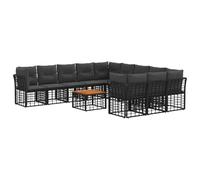 vidaXL Ensemble de canapés d'extérieur 12 pcs Noir et Gris foncé, Canapé d'extérieur Moderne, résistant aux intempéries, Meubles de Jardin modulables, Coussins réglables