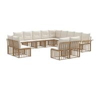 vidaXL Ensemble de canapés d'extérieur 13 pcs Blanc Naturel et Crème, Canape d'extérieur modulable, résistant aux intempéries, Confort, Coussins douillets, Design Rustique