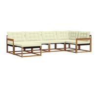 vidaXL Ensemble de canapés d'extérieur 18 pcs Naturel et Crème, Ensemble de canapés de Jardin, Salon Moderne extérieur, mobilier résistant, Bois d'acacia, Facile à Nettoyer pour Le Jardin