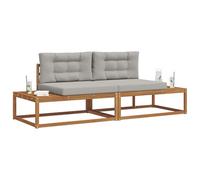 vidaXL Ensemble de canapés d'extérieur 2 Pièce Gris Naturel et Clair, Canapé d'extérieur moderne, mobilier de jardin durable, canapé sectionnel, assises flexibles pour patio, ensemble de détente résis