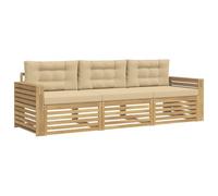 vidaXL Ensemble de canapés d'extérieur 3 pcs Blanc et Beige, Canapé d'angle Moderne, Meubles de Jardin, Salon extérieur, Confort idéal pour terrasses, espaces de Vie