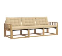 vidaXL Ensemble de canapés d'extérieur 3 pcs Blanc et Beige, Canapé extérieur, Meubles de Jardin, Salon Moderne, fauteuils, Ensemble résistant, Confort Ultime