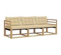 vidaXL Ensemble de canapés d'extérieur 3 pcs Blanc et Beige, Canapé sectionnel Moderne, mobilier de Jardin résistant, Salon de terrasse, Coin détente extérieur