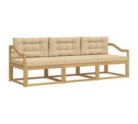 vidaXL Ensemble de canapés d'extérieur 3 pcs Blanc et Beige Polyester, Canapé d'extérieur en Acacia, Salon Jardin Moderne, Salon sectionnel résistant, mobilier étanche et Flexible
