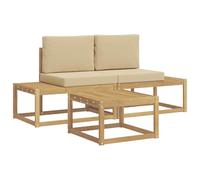 vidaXL Ensemble de canapés d'extérieur 3 pcs Blanc et Beige Polyester, Canapé Moderne d'Extérieur, Ensemble Sectionnel Résistant pour Jardin, Lounge Terrasse et Confort au Jardin