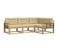 vidaXL Ensemble de canapés d'extérieur 3 pcs Blanc et Beige Polyester, Mobilier d'extérieur Adaptable, Ensemble de canapés Modernes, sectionnel Confortable, Salon de Jardin pour se détendre