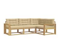 vidaXL Ensemble de canapés d'extérieur 3 pcs Blanc et Beige Polyester, Mobilier d'extérieur Adaptable, Ensemble de canapés Modernes, sectionnel Confortable, Salon de Jardin pour se détendre