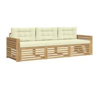 vidaXL Ensemble de canapés d'extérieur 3 pcs Blanc et crème, Canapé d'angle Moderne, Meubles de Jardin, Salon extérieur, Confort idéal pour terrasses, espaces de Vie