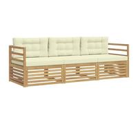 vidaXL Ensemble de canapés d'extérieur 3 pcs Blanc et crème Polyester, Canapé d'angle Moderne, Meubles de Jardin, Salon extérieur, Confort idéal pour terrasses, espaces de Vie