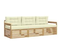 vidaXL Ensemble de canapés d'extérieur 3 pcs Blanc et crème Polyester, Canapé d'angle Moderne, Meubles de Jardin, Salon extérieur, Confort idéal pour terrasses, espaces de Vie