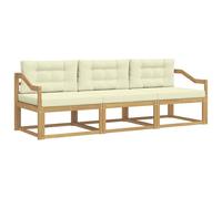 vidaXL Ensemble de canapés d'extérieur 3 pcs Blanc et crème Polyester, Canapé d'extérieur en Acacia, Salon Jardin Moderne, Salon sectionnel résistant, mobilier étanche et Flexible