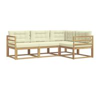 vidaXL Ensemble de canapés d'extérieur 3 pcs Blanc et crème Polyester, Mobilier d'extérieur Adaptable, Ensemble de canapés Modernes, sectionnel Confortable, Salon de Jardin pour se détendre