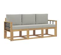 vidaXL Ensemble de canapés d'extérieur 3 pcs Blanc et Gris Clair, Canapé d'extérieure, Salon Moderne, mobilier sectionnel pour terrasse, Confort avec Style