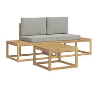 vidaXL Ensemble de canapés d'extérieur 3 pcs Blanc et Gris Clair, Canapé Moderne d'Extérieur, Ensemble Sectionnel Résistant pour Jardin, Lounge Terrasse et Confort au Jardin