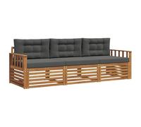 vidaXL Ensemble de canapés d'extérieur 3 pcs Naturel et Anthracite, Canapé sectionnel Moderne pour Jardin, mobilier d'extérieur résistant, Salon sur terrasse