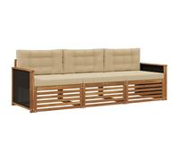 vidaXL Ensemble de canapés d'extérieur 3 pcs Naturel et Beige, Canapé d'angle Moderne, Meubles de Jardin, Salon extérieur, Confort idéal pour terrasses, espaces de Vie
