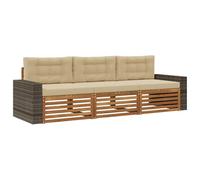 vidaXL Ensemble de canapés d'extérieur 3 pcs Naturel et Beige, Canapé d'angle Moderne, Meubles de Jardin, Salon extérieur, Confort idéal pour terrasses, espaces de Vie