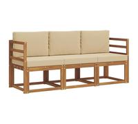 vidaXL Ensemble de canapés d'extérieur 3 pcs Naturel et Beige, Canapé d'extérieure, Salon Moderne, mobilier sectionnel pour terrasse, Confort avec Style