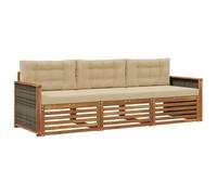 vidaXL Ensemble de canapés d'extérieur 3 pcs Naturel et Beige, Canapé sectionnel Moderne pour Jardin, mobilier d'extérieur résistant, Salon sur terrasse