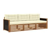 vidaXL Ensemble de canapés d'extérieur 3 pcs Naturel et Crème, Canapé d'angle Moderne, Meubles de Jardin, Salon extérieur, Confort idéal pour terrasses, espaces de Vie