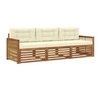 vidaXL Ensemble de canapés d'extérieur 3 pcs Naturel et Crème, Canapé d'angle Moderne, Meubles de Jardin, Salon extérieur, Confort idéal pour terrasses, espaces de Vie