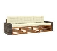 vidaXL Ensemble de canapés d'extérieur 3 pcs Naturel et Crème, Canapé d'angle Moderne, Meubles de Jardin, Salon extérieur, Confort idéal pour terrasses, espaces de Vie