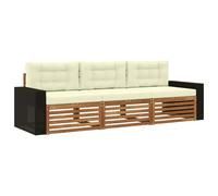 vidaXL Ensemble de canapés d'extérieur 3 pcs Naturel et Crème, Canapé d'angle Moderne, Meubles de Jardin, Salon extérieur, Confort idéal pour terrasses, espaces de Vie