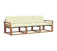 vidaXL Ensemble de canapés d'extérieur 3 pcs Naturel et Crème, Canapé sectionnel Moderne, mobilier de Jardin résistant, Salon de terrasse, Coin détente extérieur
