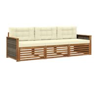 vidaXL Ensemble de canapés d'extérieur 3 pcs Naturel et Crème, Canapé sectionnel Moderne pour Jardin, mobilier d'extérieur résistant, Salon sur terrasse