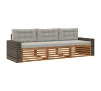 vidaXL Ensemble de canapés d'extérieur 3 pcs Naturel et Gris Clair, Canapé d'angle Moderne, Meubles de Jardin, Salon extérieur, Confort idéal pour terrasses, espaces de Vie