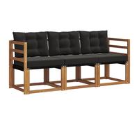 vidaXL Ensemble de canapés d'extérieur 3 pcs Naturel et Noir, Canapé d'extérieur Moderne, mobilier de Jardin Durable pour terrasse, Coin détente et Confort