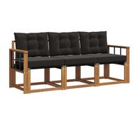 vidaXL Ensemble de canapés d'extérieur 3 pcs Naturel et Noir, Canapé d'extérieur Moderne, mobilier de Jardin Durable pour terrasse, Coin détente et Confort