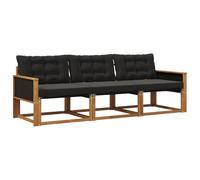 vidaXL Ensemble de canapés d'extérieur 3 pcs Naturel et Noir, Canapé extérieur, Meubles de Jardin, Salon Moderne, fauteuils, Ensemble résistant, Confort Ultime
